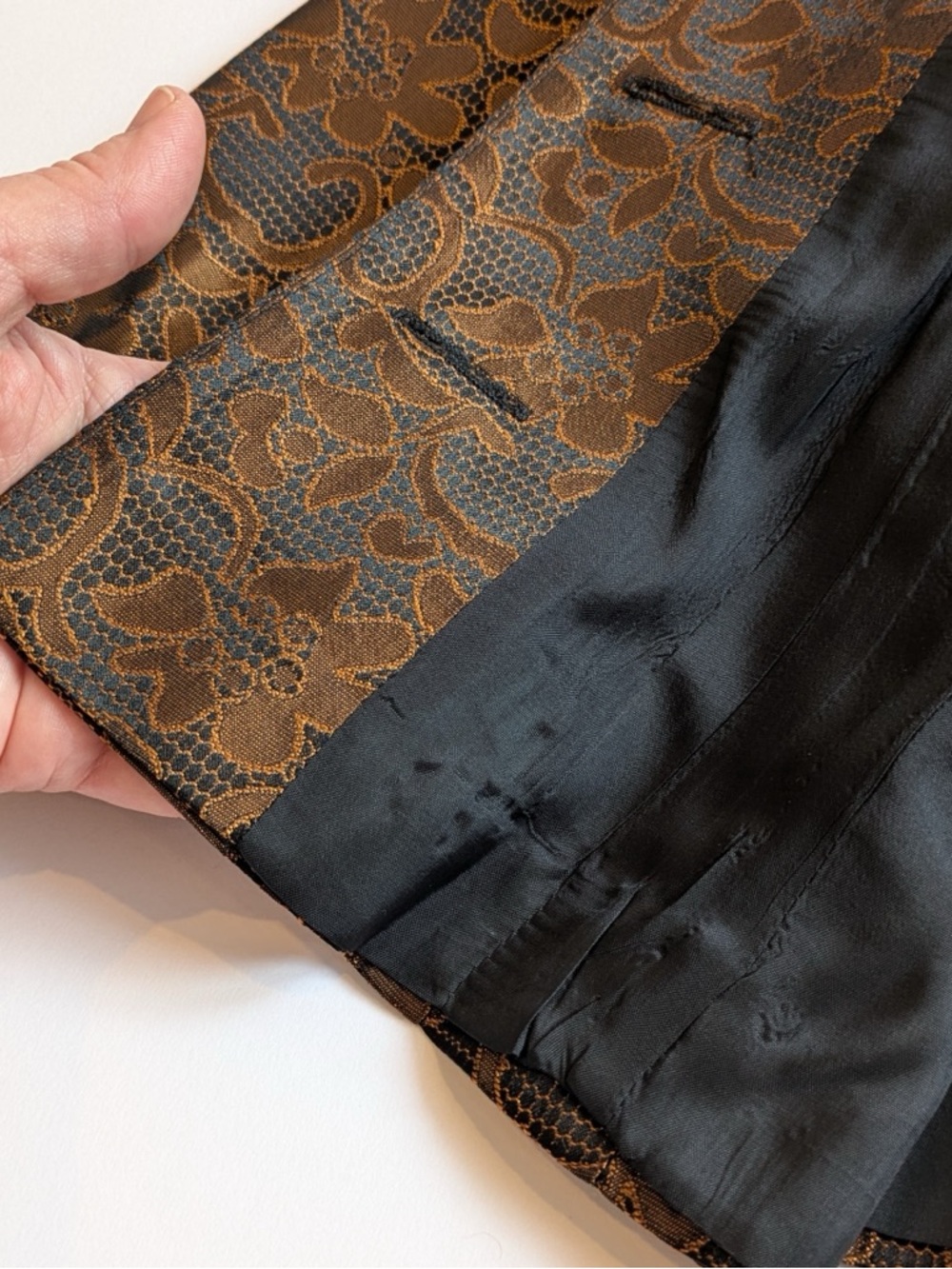 Maggy London Brown Black Lace Jacquard Skirt Suit Set Size 12 - Picture 8 of 11